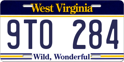 WV license plate 9TO284