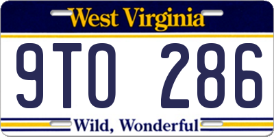 WV license plate 9TO286