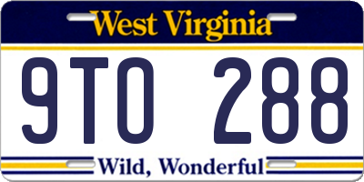 WV license plate 9TO288