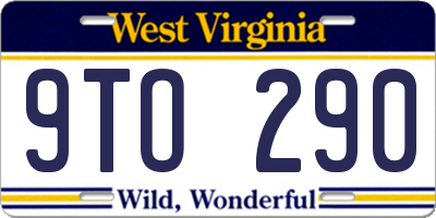 WV license plate 9TO290