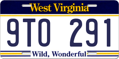 WV license plate 9TO291
