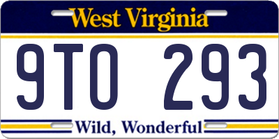 WV license plate 9TO293