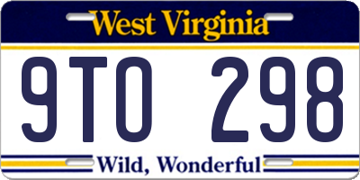 WV license plate 9TO298