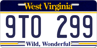 WV license plate 9TO299