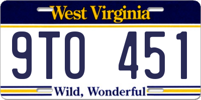 WV license plate 9TO451