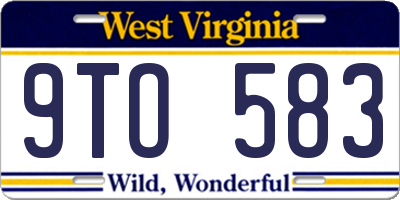 WV license plate 9TO583