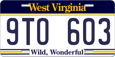 WV license plate 9TO603
