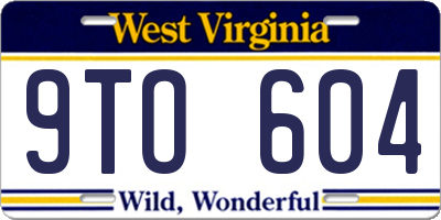 WV license plate 9TO604