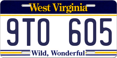 WV license plate 9TO605