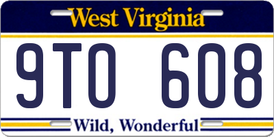 WV license plate 9TO608