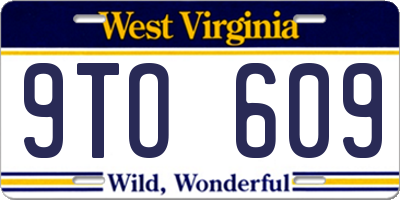 WV license plate 9TO609
