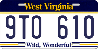 WV license plate 9TO610