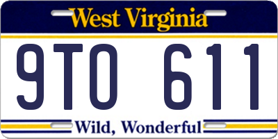 WV license plate 9TO611