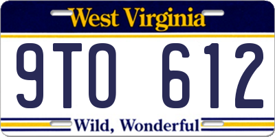 WV license plate 9TO612