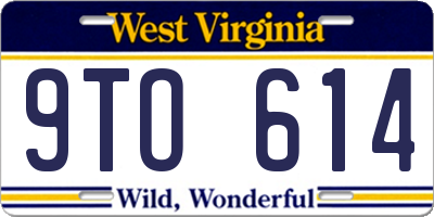 WV license plate 9TO614