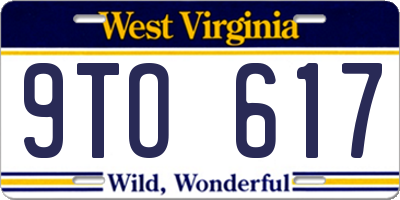 WV license plate 9TO617