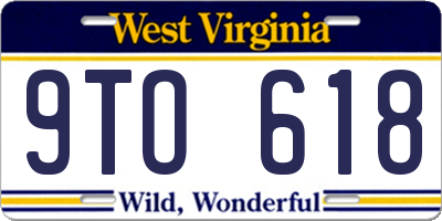 WV license plate 9TO618