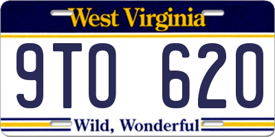 WV license plate 9TO620