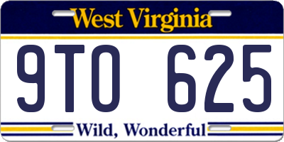 WV license plate 9TO625