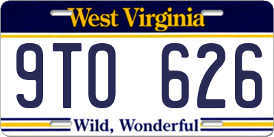 WV license plate 9TO626