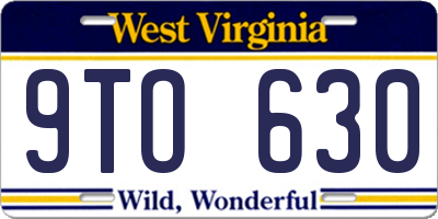 WV license plate 9TO630