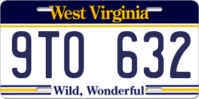 WV license plate 9TO632