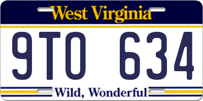 WV license plate 9TO634