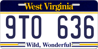 WV license plate 9TO636