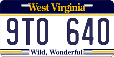 WV license plate 9TO640