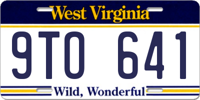 WV license plate 9TO641