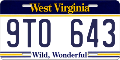 WV license plate 9TO643