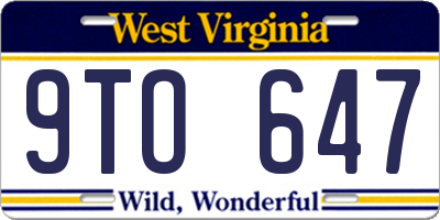 WV license plate 9TO647