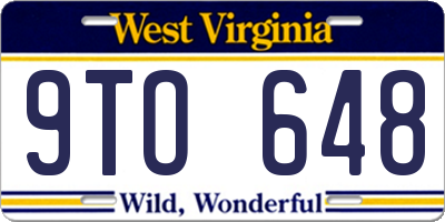 WV license plate 9TO648