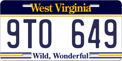 WV license plate 9TO649