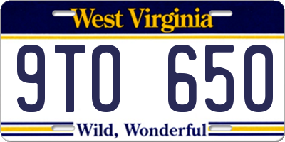 WV license plate 9TO650