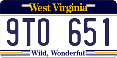 WV license plate 9TO651