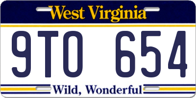 WV license plate 9TO654