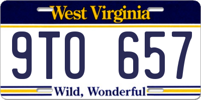 WV license plate 9TO657