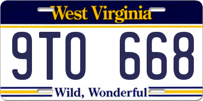 WV license plate 9TO668