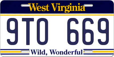 WV license plate 9TO669