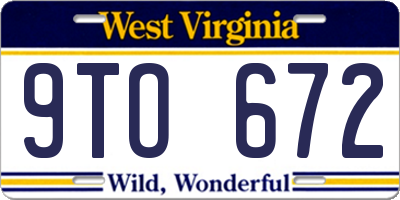 WV license plate 9TO672