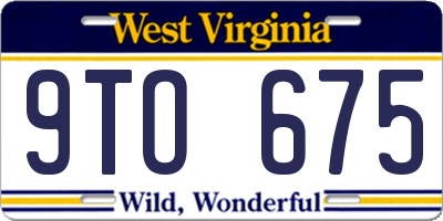 WV license plate 9TO675