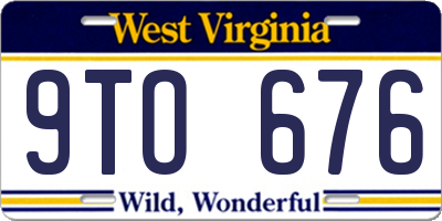WV license plate 9TO676