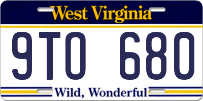 WV license plate 9TO680