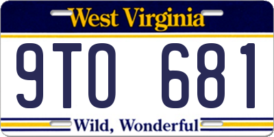 WV license plate 9TO681