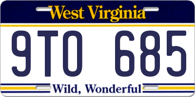 WV license plate 9TO685
