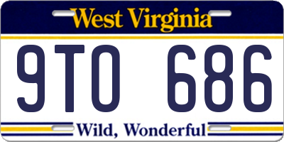 WV license plate 9TO686