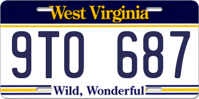 WV license plate 9TO687