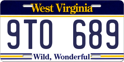 WV license plate 9TO689