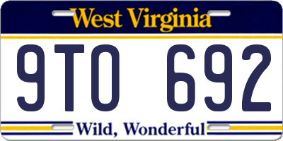 WV license plate 9TO692